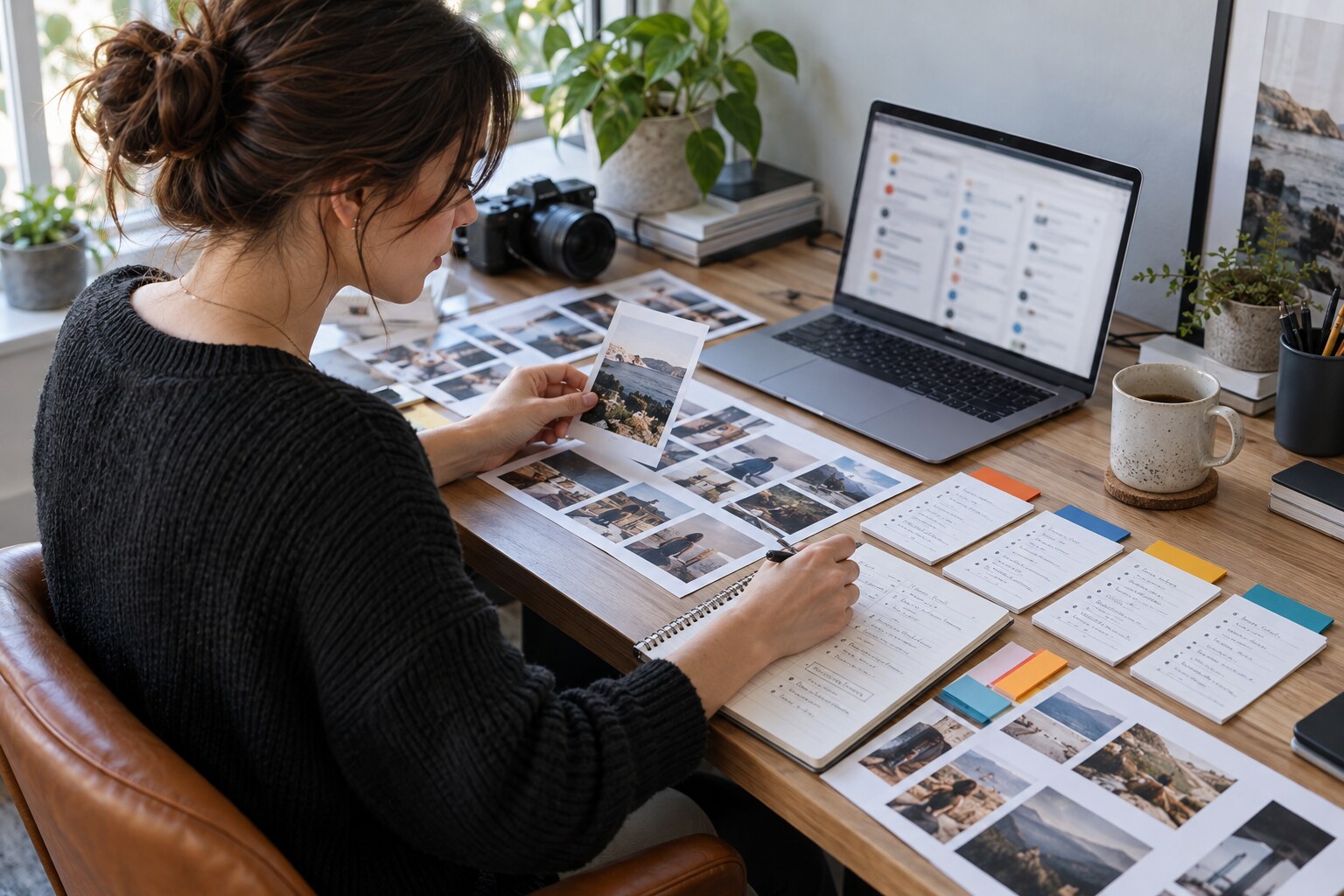 A creator planning different posts for several online communities